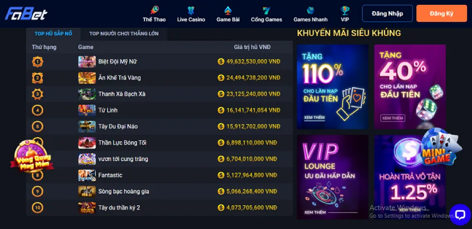 Hoàn trả thể thao và casino sv388